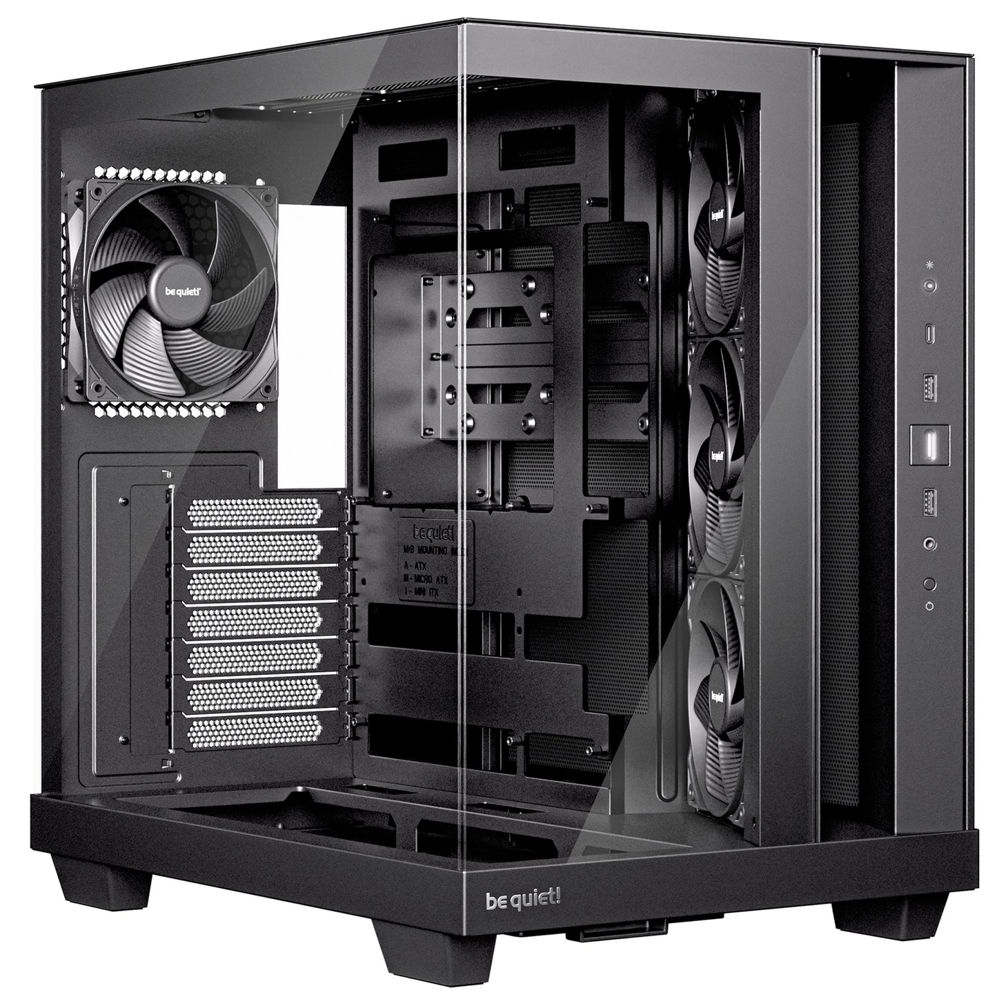 be quiet! Light Base 500 BGW83 Mid-Tower Case, Tempered Glass, 4x 120mm PWM Fans, High-Airflow ATX Case, USB-C, 360mm Radiator Support, Vertical GPU Mount, Black