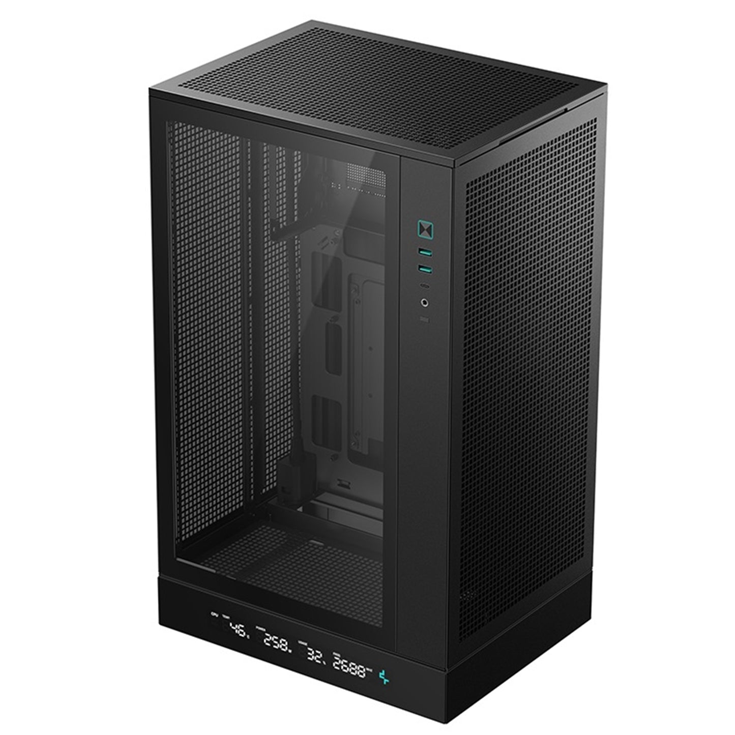 DeepCool CH270 Digital Micro-ATX Case, Mini-Tower PC Case with Tempered Glass Side Panel, USB-C Port, High Airflow Support for 360mm Radiator, ATX PSU, Black