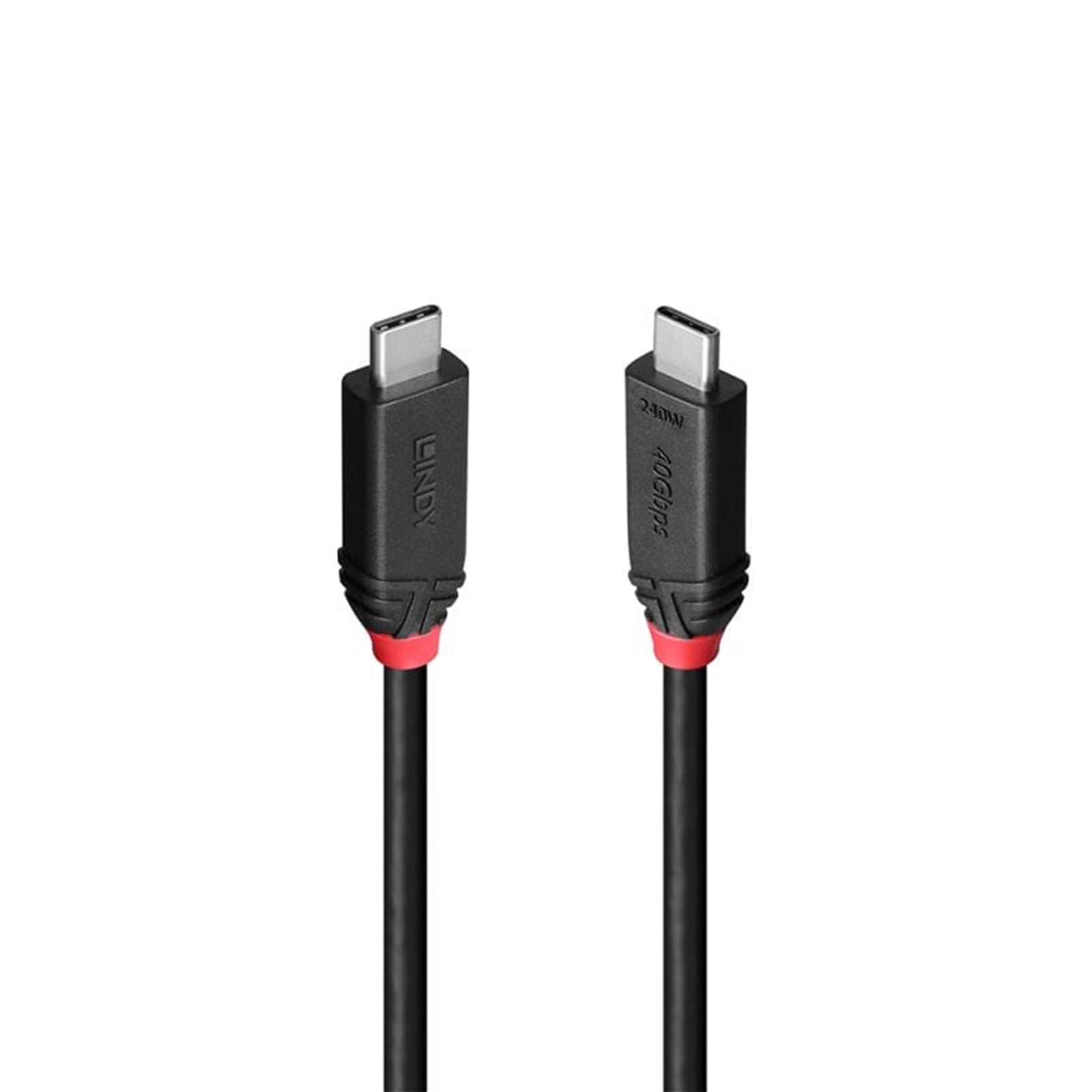 Lindy Black Line 37002 2m USB4 240W Cable, 24 pin USB-C (M) to 24 pin USB-C (M)