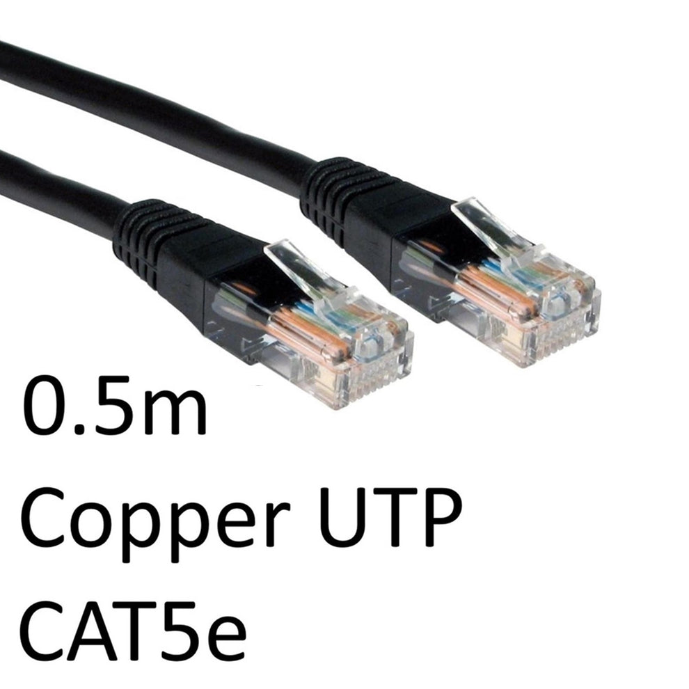Google Rj45 RJ45 (M) to RJ45 (M) CAT5e 0.5m Black OEM Moulded Boot Copper UTP Netw ...