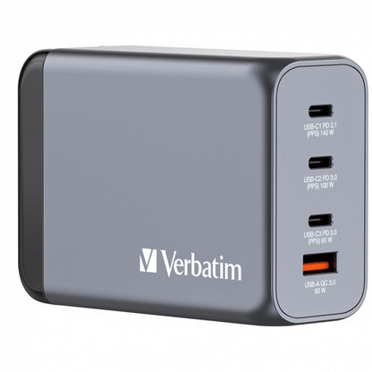 Verbatim (32205) GNC-240 GaN Charger 240W With 1 X USB-C 140W /1 X USB-C 100W / 1 X USB-C 65W / 1 X USB-A QC 3.0 (EU/UK/US)