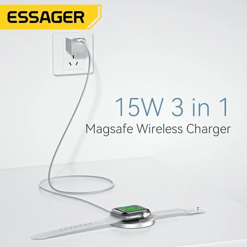 Essager 15W Fast Wireless Charger for iPhone Apple Watch 3 in 1 Charging Station - Mobile Charger - Essager - Lazymart - 14:29#15W 3 in 1 - Essager 15W Fast Wireless Charger for iPhone Apple Watch 3 in 1 Charging Station