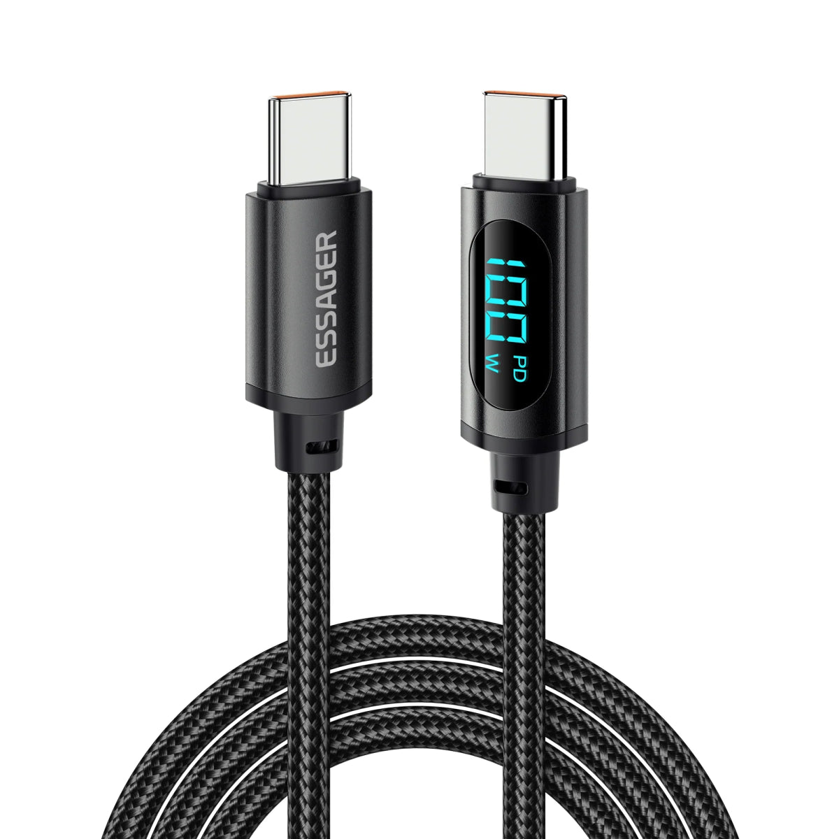 Essager LED Display USB Type C Fast Charging Cable - Mobile Charger - Essager - Lazymart - Black:1m:12000031186599573 - Essager LED Display USB Type C Fast Charging Cable