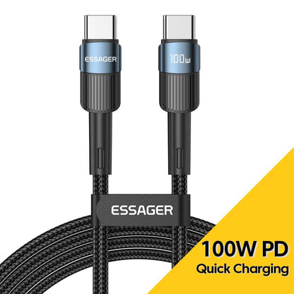 Essager USB - C Cable PD 100W Fast Charging - Mobile Charger - Essager - Lazymart - Blue:1m:12000029273905351 - Essager USB - C Cable PD 100W Fast Charging