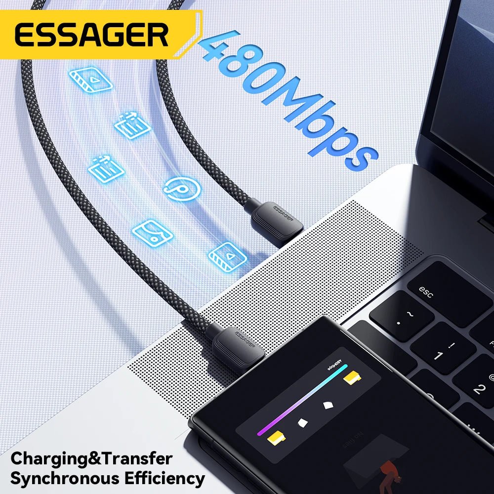 Essager USB Type - C 5A Fast Charging Cable - Mobile Charger - Essager - Lazymart - White:2m:EXCTT1 - WL02 - P - 740697725083 - Essager USB Type - C 5A Fast Charging Cable