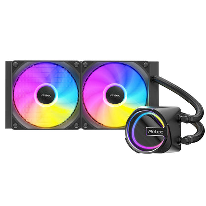 Antec Skeleton 240 ARGB Liquid CPU Cooler, Universal Socket, Black, 240mm Radiator, PWM up to 2000 RPM Cooling Fans, Addressable RGB LED Lighting  