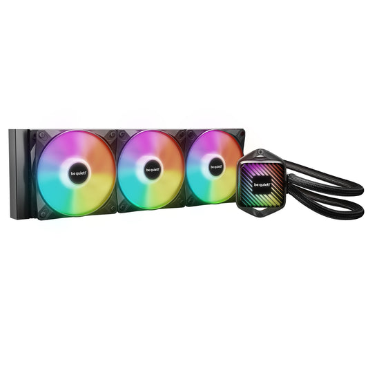 be quiet! Pure Loop 3 LX Liquid CPU Cooler, Universal Socket, 360mm Radiator, 3 x Light  Wings LX PWM High Speed, Stylish ARGB cooling block featuring 10 included lighting foils, 3-year manufacurer's warranty.