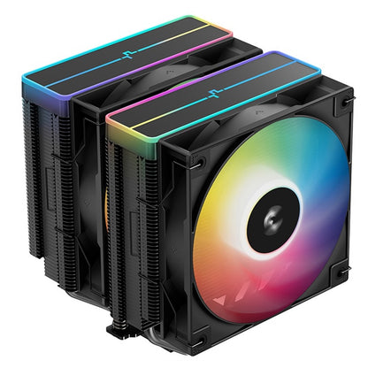 DeepCool AG620 BK ARGB V2 Dual-Tower CPU Air Cooler with 120mm ARGB Fans, Compatible with Intel LGA 1851/1700/1200/115x & AMD AM5/AM4, High-Performance Quiet Cooling, Matte Black