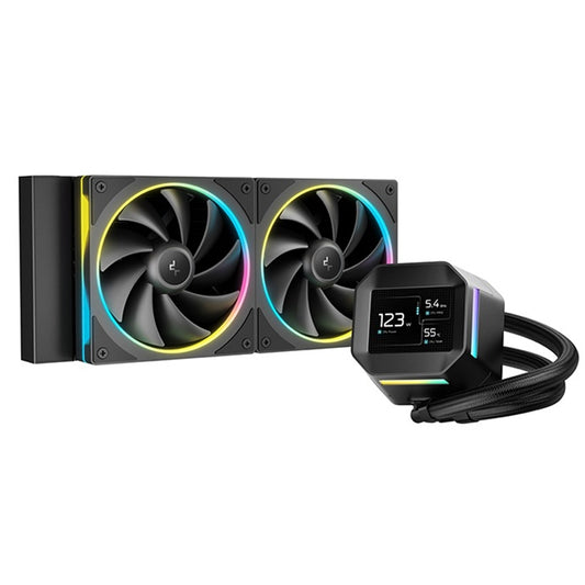 DeepCool LM240 Liquid CPU Cooler with 2.4 Inch IPS Display, 240mm AIO, Dual 120mm ARGB Fans, Anti-Leak Technology, PWM Pump, Intel LGA 1851/1700 & AMD AM5 Compatible, Black