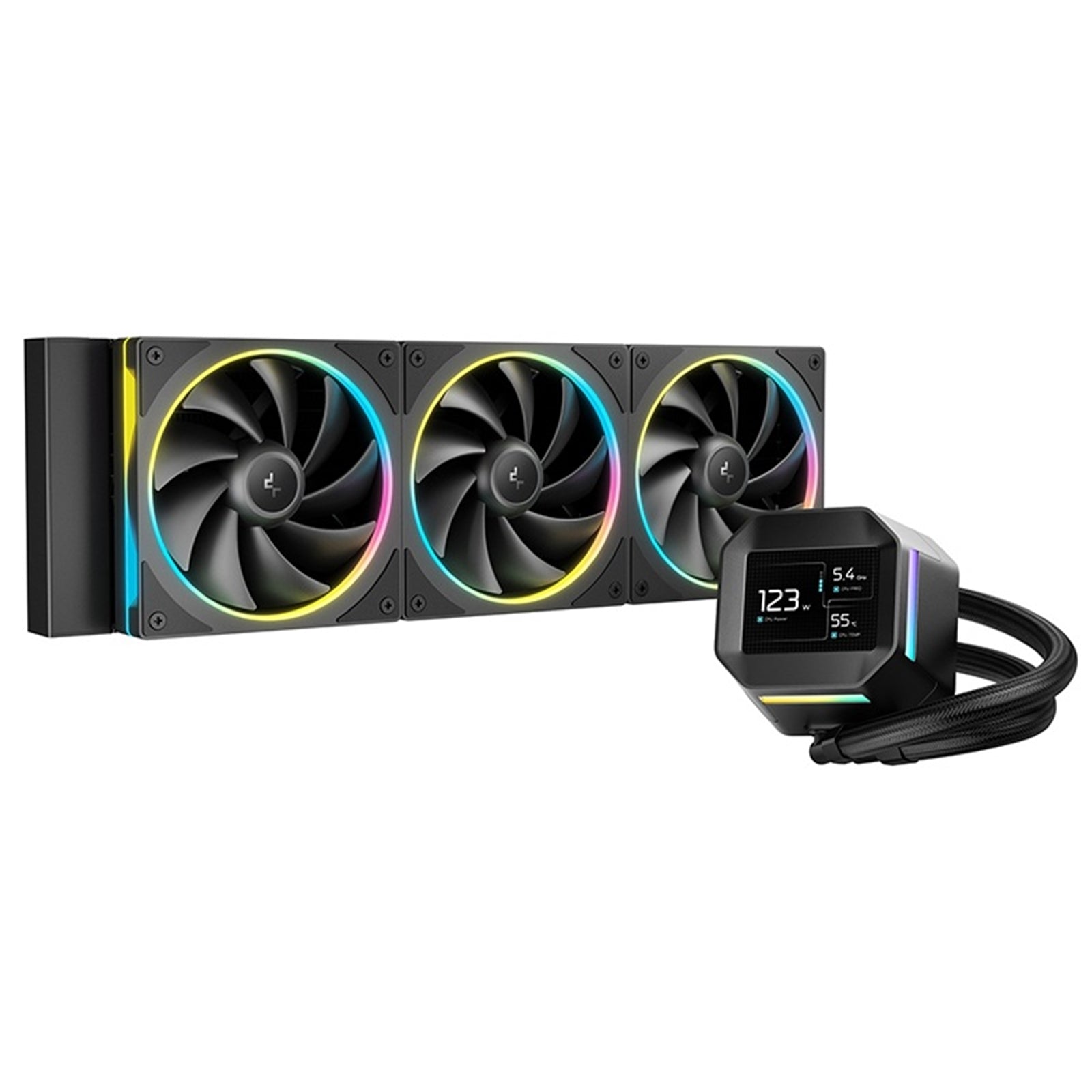 DeepCool LM360 Liquid CPU Cooler with 2.4 Inch IPS Display, 360mm AIO, Triple 120mm ARGB Fans, Anti-Leak Technology, PWM Pump, Intel LGA 1851/1700 & AMD AM5 Compatible, Black