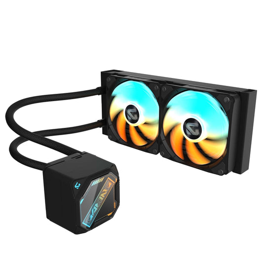 GIGABYTE GP-GIGABYTE Gaming 240 All-in-One Liquid CPU Cooler with 240mm Radiator, ARGB Lighting, Teflon Tubing and Magnetic Rotating Cover
