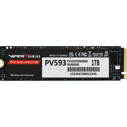 Partiot PV593 (PV593P1TBM28H) 1TB NVMe SSD, M.2 Interface, PCIe Gen5 x4, 2280, Read/Write up to 14,000 / 13,000 MB/s, 5 Year Warranty 