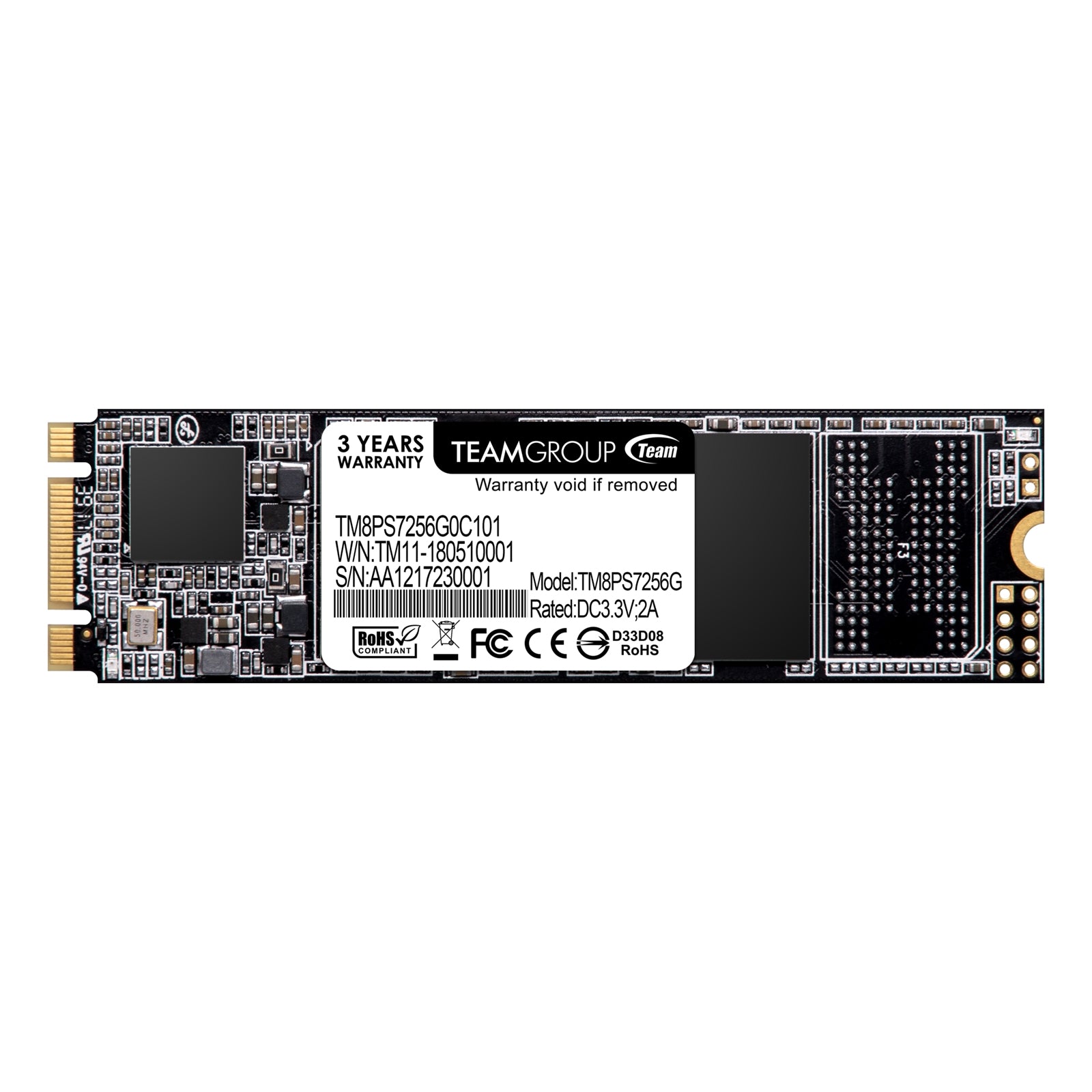 Team MS30 (TM8PS7256G0C101) 256GB, M.2 Sata Interface, PCIe Gen3, Read 550MB/s, Write 470MB/s, 3 Year Warranty