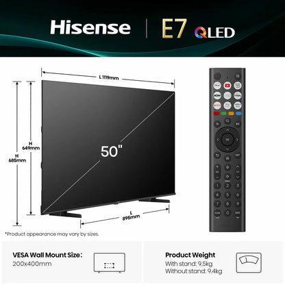 Hisense 50E7QTUK 50 Inch QLED Smart TV
