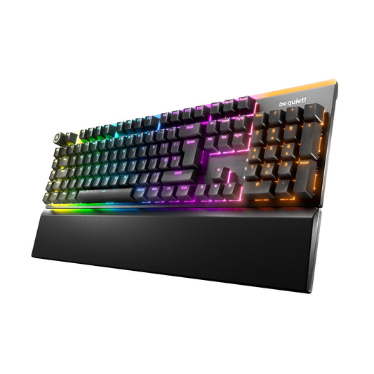 Be Quiet! Light Mount Silent Linear ARGB Mechanical Keyboard, 3D Media Wheel, 5 Macro Keys, silent keystrokes, hot-swappable 5-pin MX-style switch socket