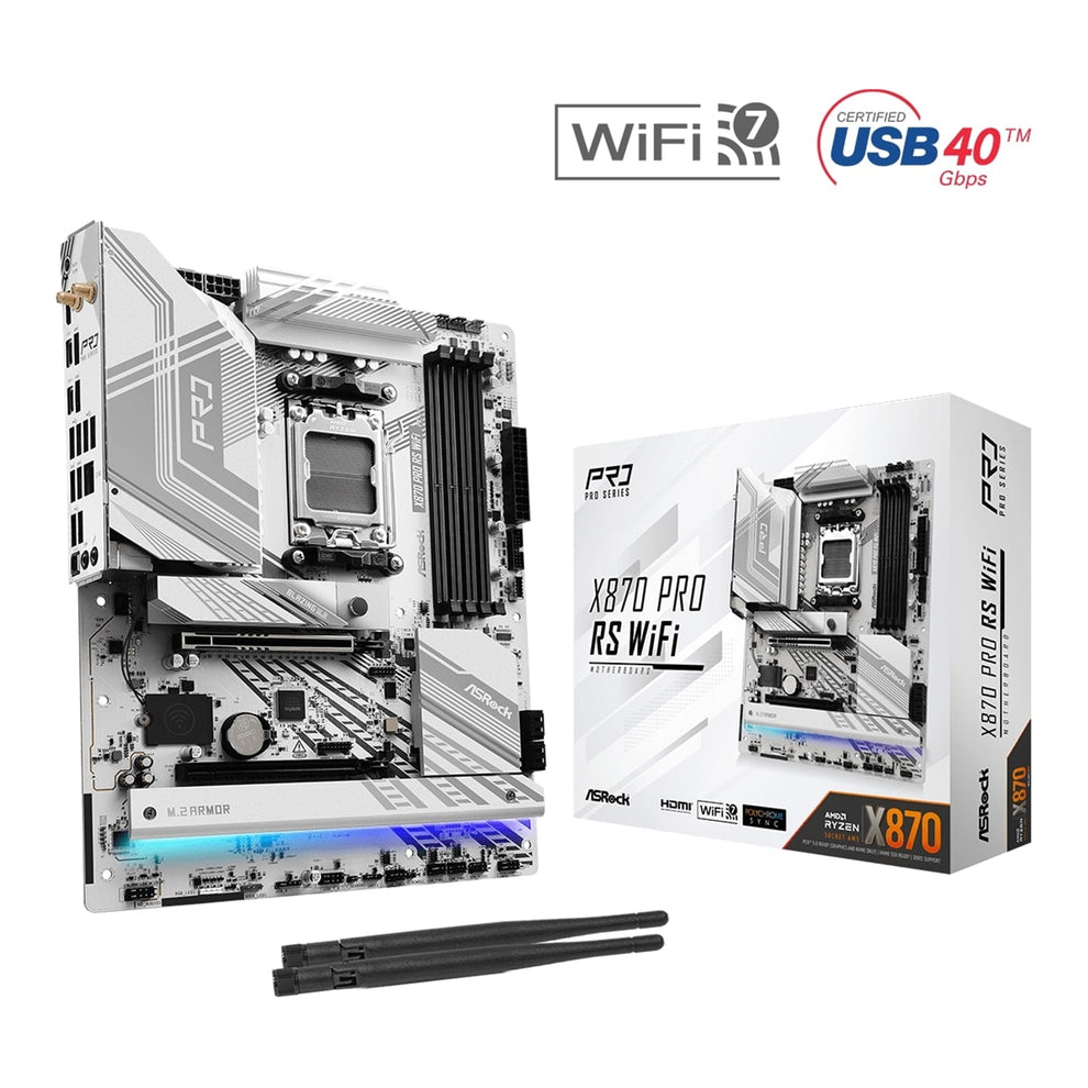 ASRock X870 PRO RS WIFI AMD AM5 Socket Motherboard, ATX DDR5 M2 USBC L ...