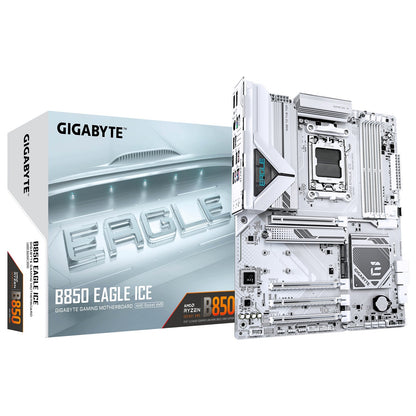 Gigabyte B850 EAGLE ICE AMD AM5 Socket Motherboard, ATX, 4x DDR5 Slots, 3x M.2 Socket, Fitted I/O Shield, 2.5GbE LAN, 1x DisplayPort / 1x HDMI Port