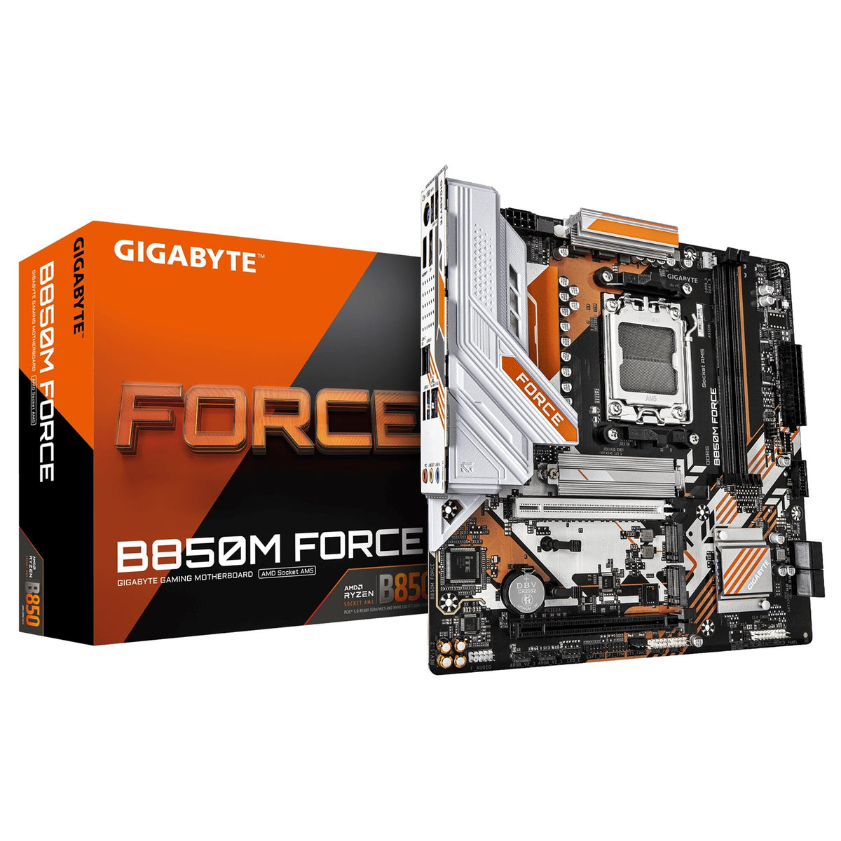 Gigabyte B850M FORCE AMD AM5 Socket Motherboard, Micro-ATX, 2x DDR5 Slots, 3x M.2 Socket, 2.5GbE LAN, 1x DisplayPort / 1x HDMI Port