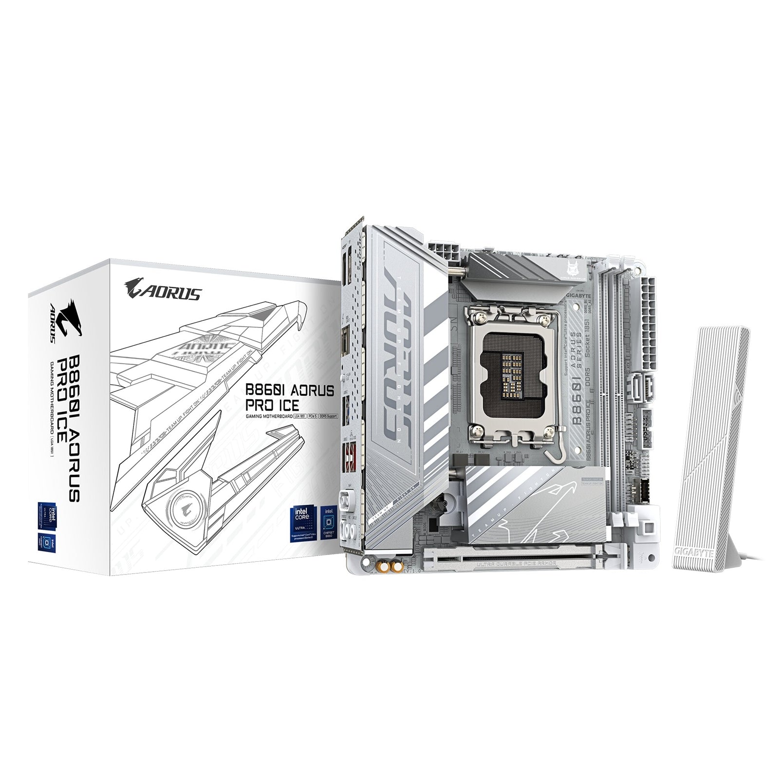 Gigabyte B860I AORUS PRO ICE Intel 1851 Socket Motherboard, Mini-ITX, 2x DDR5 Slots, 2x M.2 Sockets, Fitted I/O Shield, 2.5GbE LAN, Wi-Fi 7, 1x DisplayPort / 1x HDMI Port