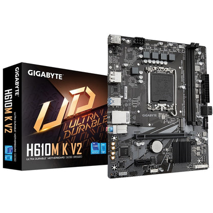 Gigabyte H610M K V2 DDR5 Intel Socket 1700 Micro ATX Motherboard, PCIe 4.0 Design, Gen3 x4 M.2 ,GbE LAN ,Anti-Sulfur Resistor, Smart Fan 6