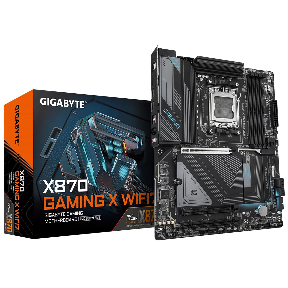 Gigabyte X870 GAMING X WIFI7 AMD AM5 Socket Motherboard, ATX, 4x DDR5 Slots, 3x M.2 Socket, Fitted I/O Shield, 2.5GbE LAN, Wi-Fi 7, 1x HDMI Port / 1x USB-C (USB4)