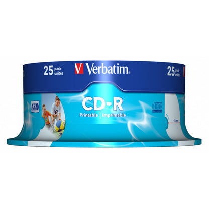 Verbatim (43439) CD-R Wide Inkjet Printable ID Branded 25 Pack Spindle AZO 700MB 52X