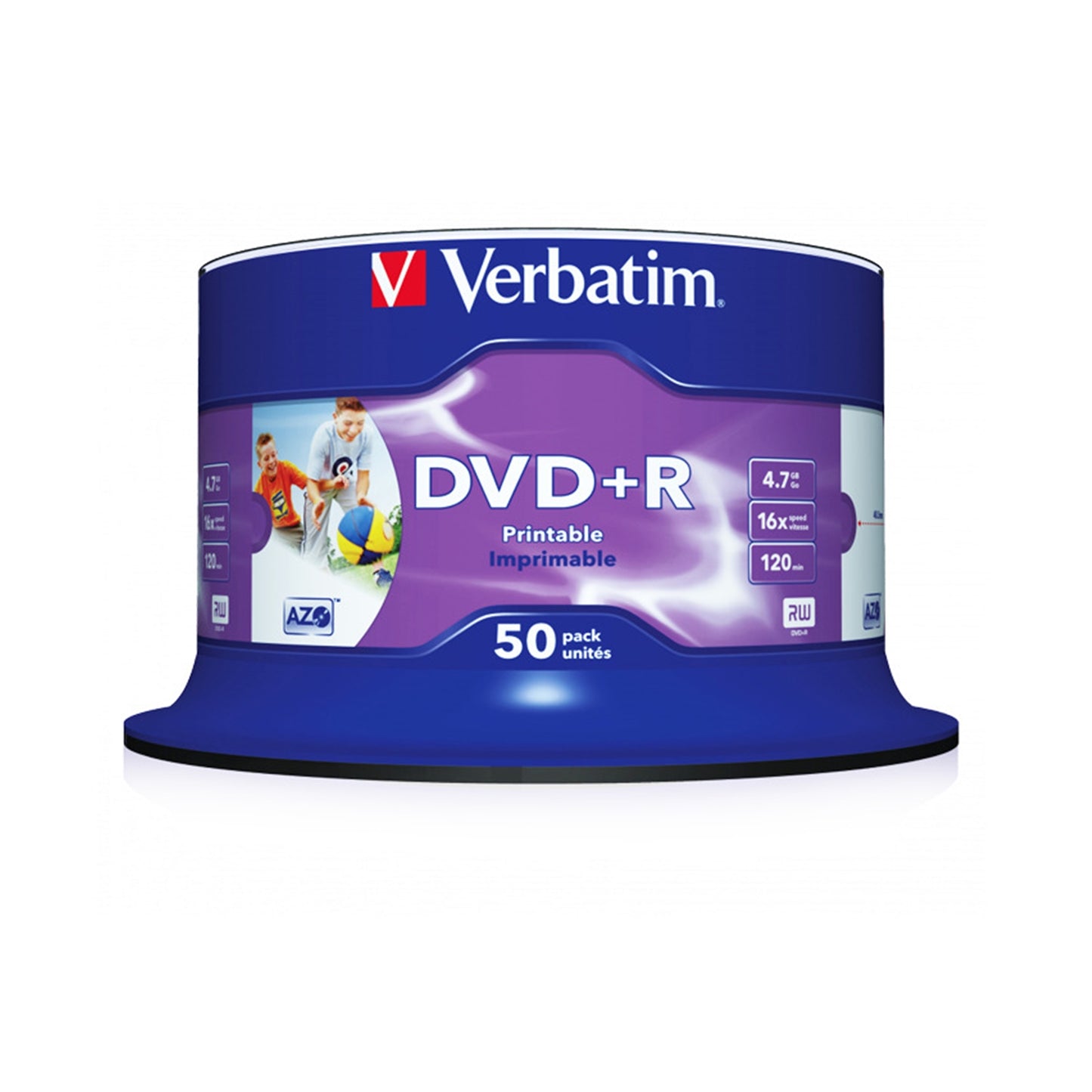 Verbatim (43512) DVD+R 16X 4.7GB 50 Pack Spindle Wide Inkjet Printable No ID