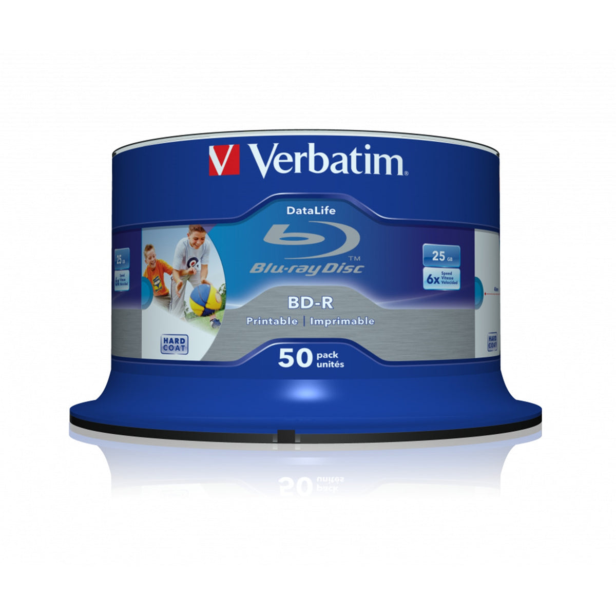 Verbatim (43812) BD-R SL Datalife 25GB 6X 50 Pack Spindle Wide Printable No ID