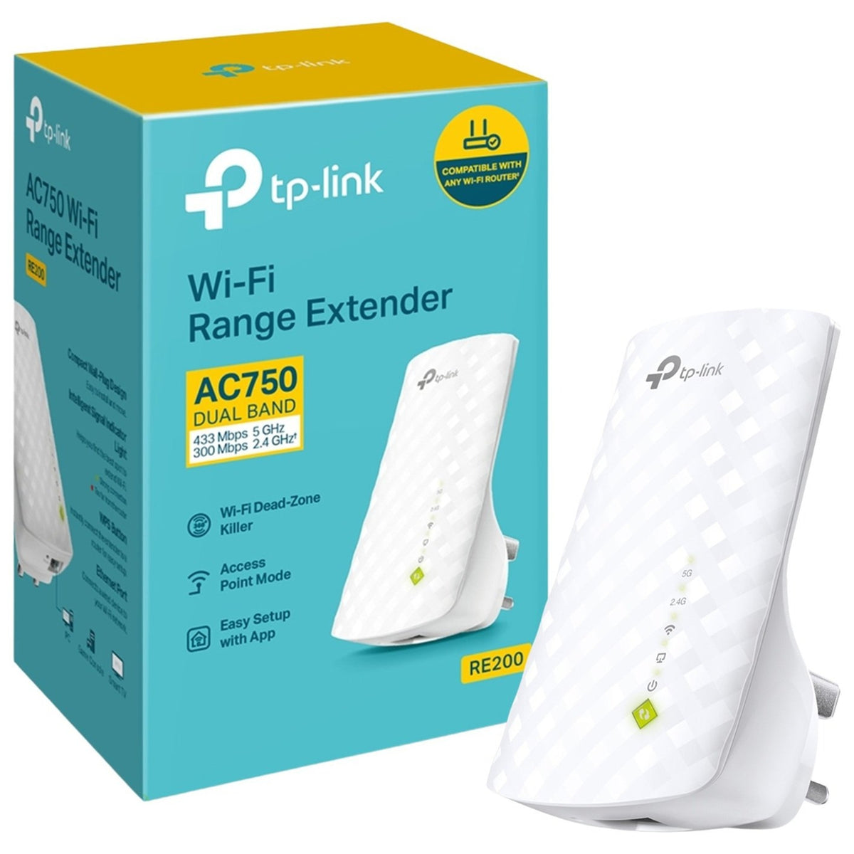 TP-Link RE200 AC750 Dual Band Wi-Fi Universal Wall-Plug Range Extender
