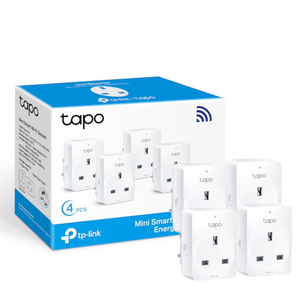 TP-Link Tapo P110(4-pack) Mini Smart Wi-Fi Socket, Energy Monitoring, 4-Pack