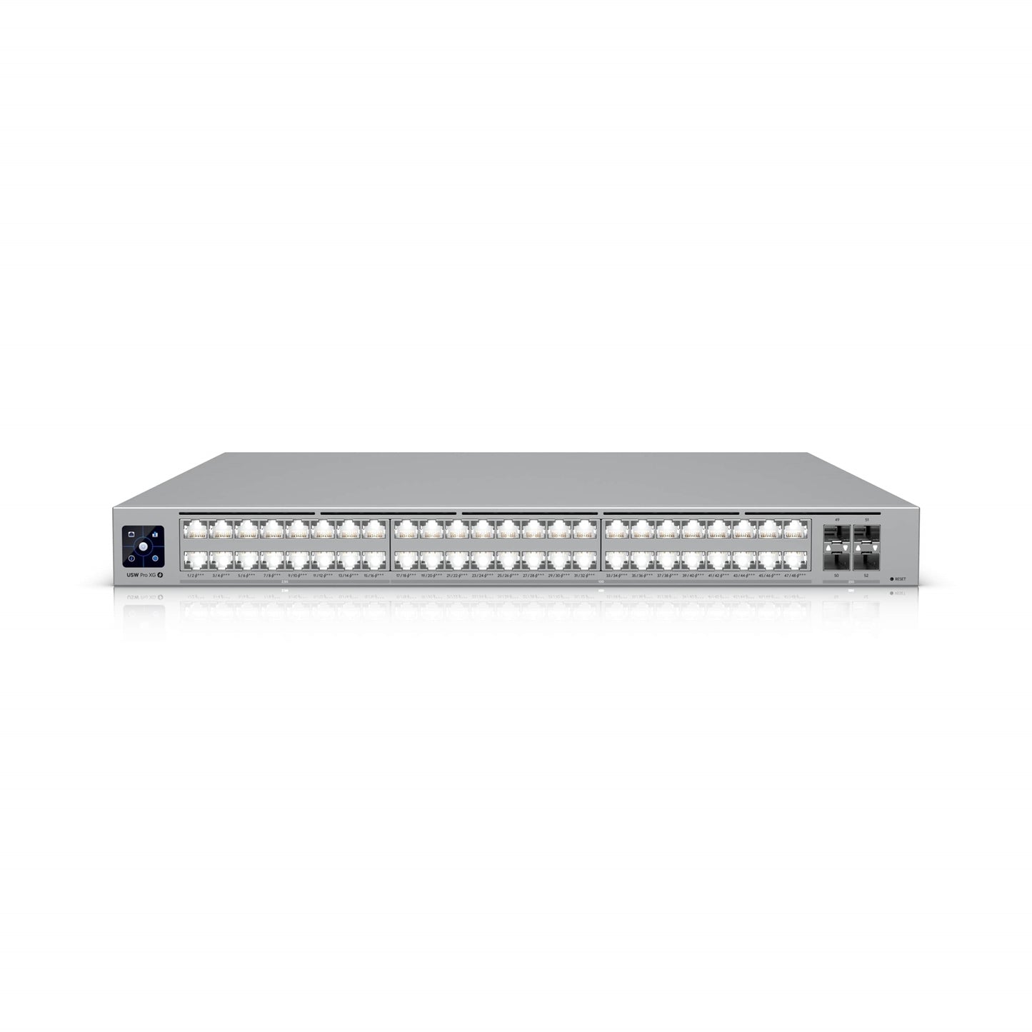 Ubiquiti (USW-Pro-XG-48) Professional-grade, 48-port Layer 3 Etherlighting switch with (32) 10 GbE, (16) 2.5 GbE, and (4) 25G SFP28 ports.