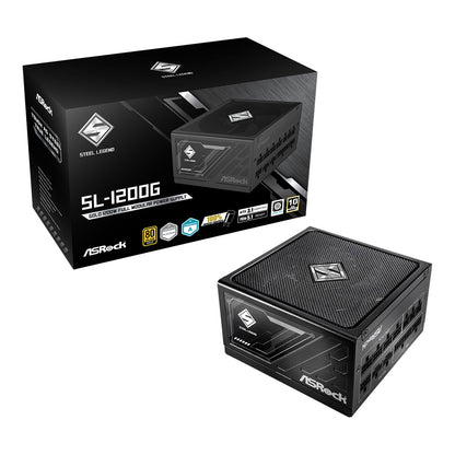 ASRock SL-1200G 1200W ATX Power Supply Unit, 80 PLUS GOLD Certified, 135mm Striped Axial FDB Fan, High Efficiency PSU