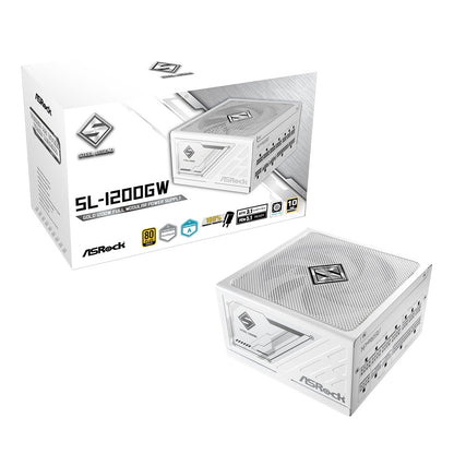 ASRock SL-1200GW 1200W ATX Power Supply Unit, 80 PLUS GOLD Certified, 135mm Striped Axial FDB Fan, High Efficiency PSU