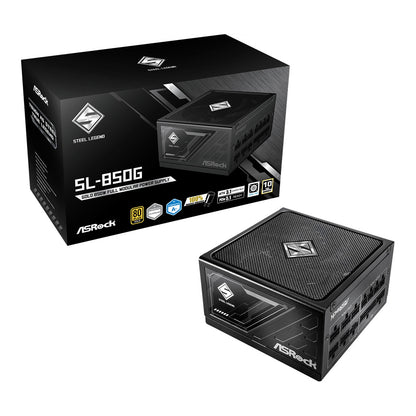 ASRock Steel Legend SL-850G 850W ATX Power Supply Unit, 80 Plus Gold Certified, 120mm Silent Cooling Fan, High Efficiency PSU