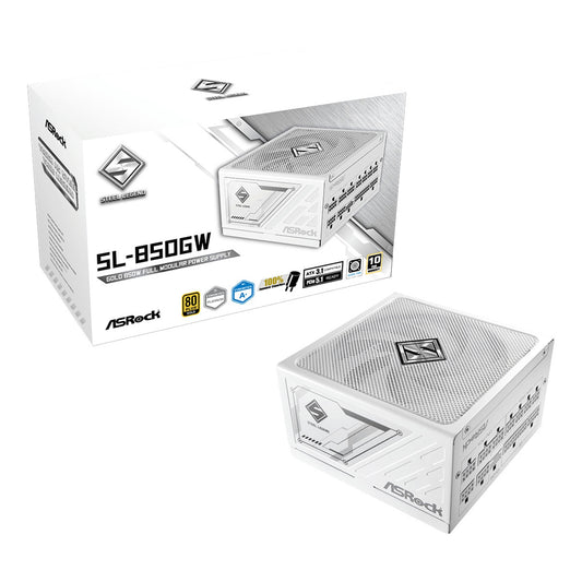 ASRock Steel Legend SL-850G 850W ATX Power Supply Unit, 80 Plus Gold Certified, 120mm Silent Cooling Fan, High Efficiency PSU