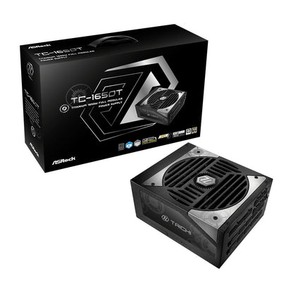 ASRock TC-1650T, 1600W ATX Power Supply Unit, 80 PLUS TITANIUM Certified. 135mm Striped Axial FDB Fan, High Efficiency PSU