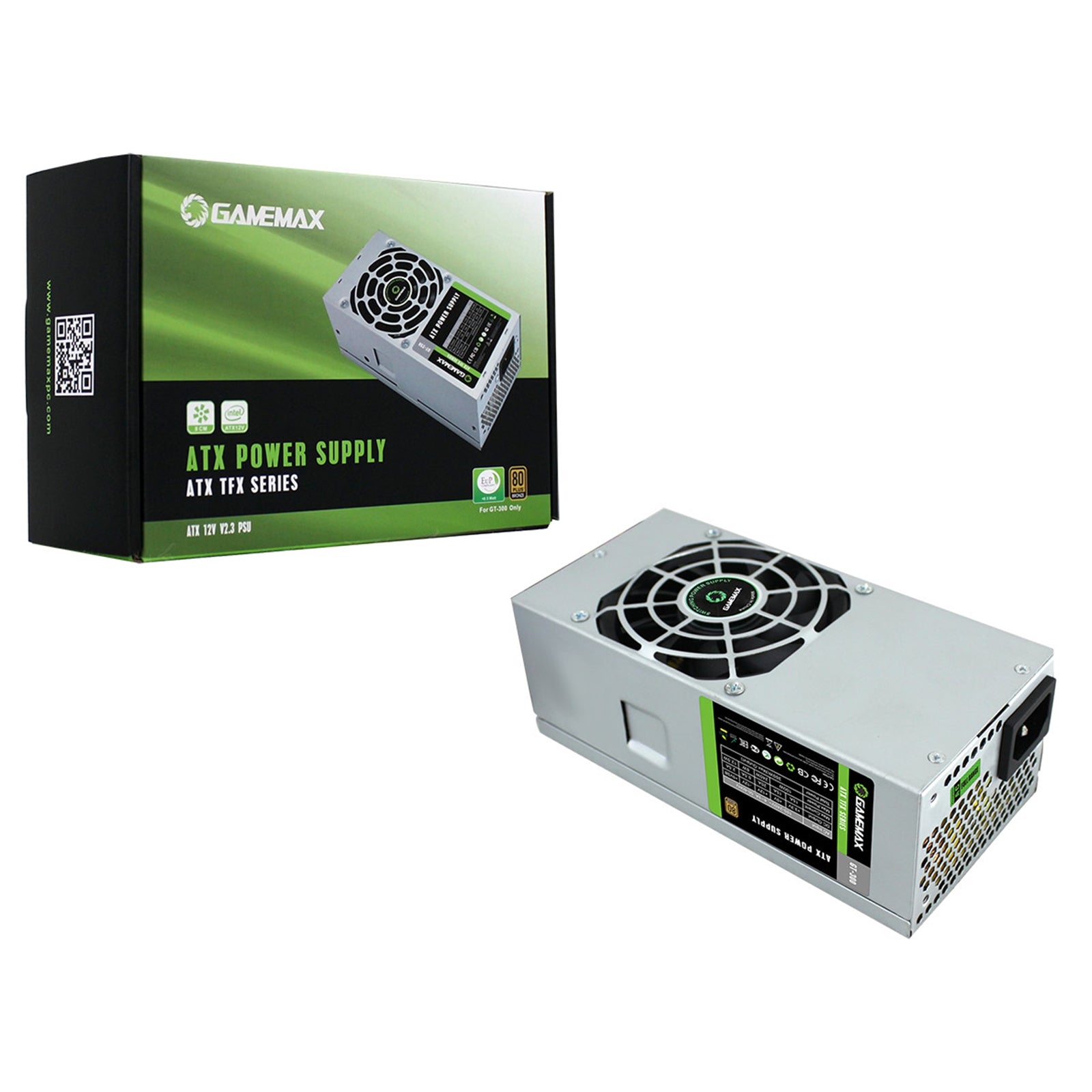 GameMax GT-300W 300W TFX Power Supply for Small Form Factor PCs, 80 Plus Bronze Efficient PSU with Quiet 80mm Cooling Fan and Active PFC, Ideal Replacement PSU for Slim Desktop Systems