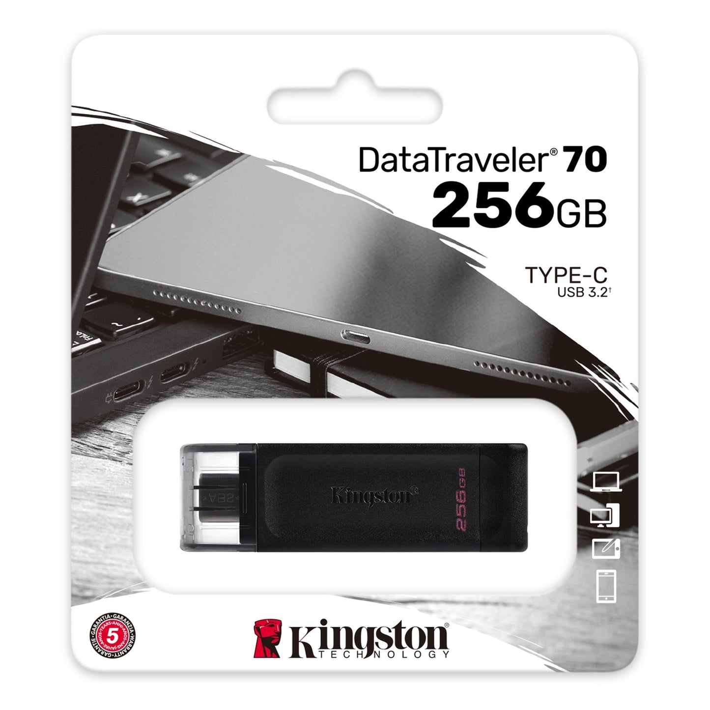 Kingston DT70/256GB DataTraveler 256GB USB Flash Drive, 80MB/s, Black