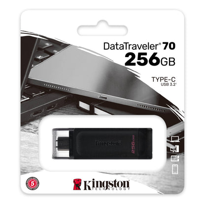 Kingston DT70/256GB DataTraveler 256GB USB Flash Drive, 80MB/s, Black