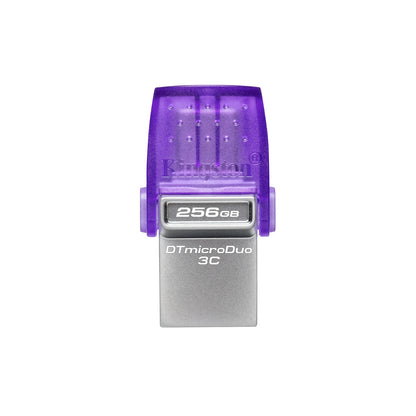 Kingston DataTraveler microDuo 3C 256GB OTG Dual USB-A to C Flash Drive, Purple
