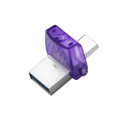 Kingston DataTraveler microDuo 3C 256GB OTG Dual USB-A to C Flash Drive, Purple