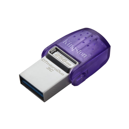 Kingston DataTraveler microDuo 3C 256GB OTG Dual USB-A to C Flash Drive, Purple