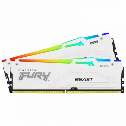 Kingston FURY Beast KF560C36BWE2AK2-32 32GB (2x 16GB) DIMM System Memory, 6000MHz, DDR5, CL36, White, RGB, Intel XMP, AMD EXPO