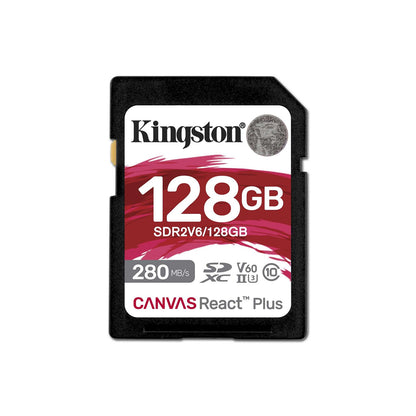 Kingston Canvas React Plus V60 128GB Memory Card, 4K, UHS-II, 280MB/s R, 150MB/s W