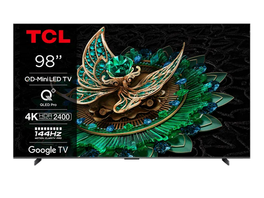 TCL 98 Inch 98Q9BK Mini LED TV 144Hz Quad Core Processor 5 Years Warranty